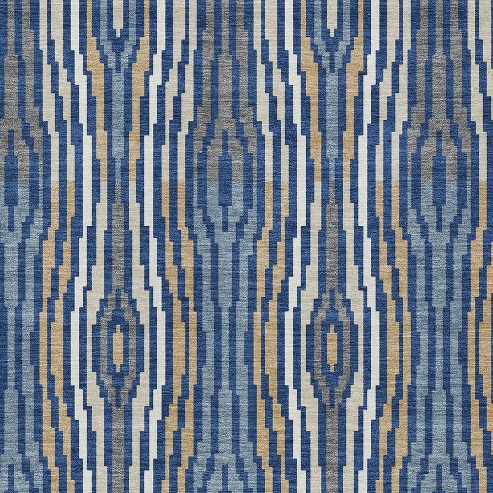 9' X 12' Blue And Denim Blue Abstract Washable Indoor Outdoor Area Rug HomeRoots