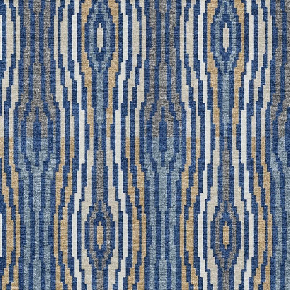 9' X 12' Blue And Denim Blue Abstract Washable Indoor Outdoor Area Rug HomeRoots