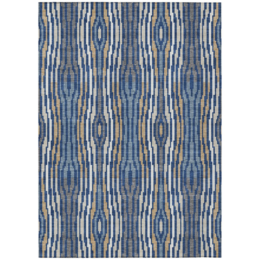 9' X 12' Blue And Denim Blue Abstract Washable Indoor Outdoor Area Rug HomeRoots