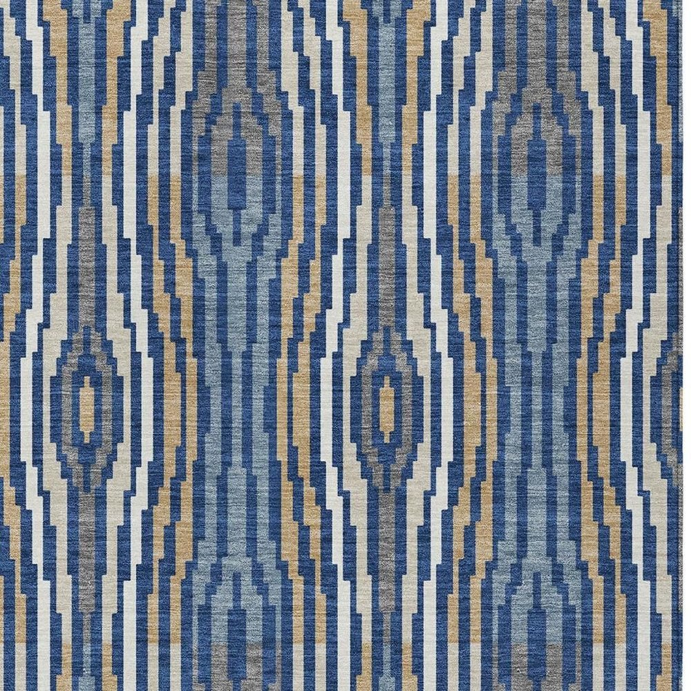 10' X 14' Blue And Denim Blue Abstract Washable Indoor Outdoor Area Rug HomeRoots
