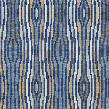 10' X 14' Blue And Denim Blue Abstract Washable Indoor Outdoor Area Rug HomeRoots
