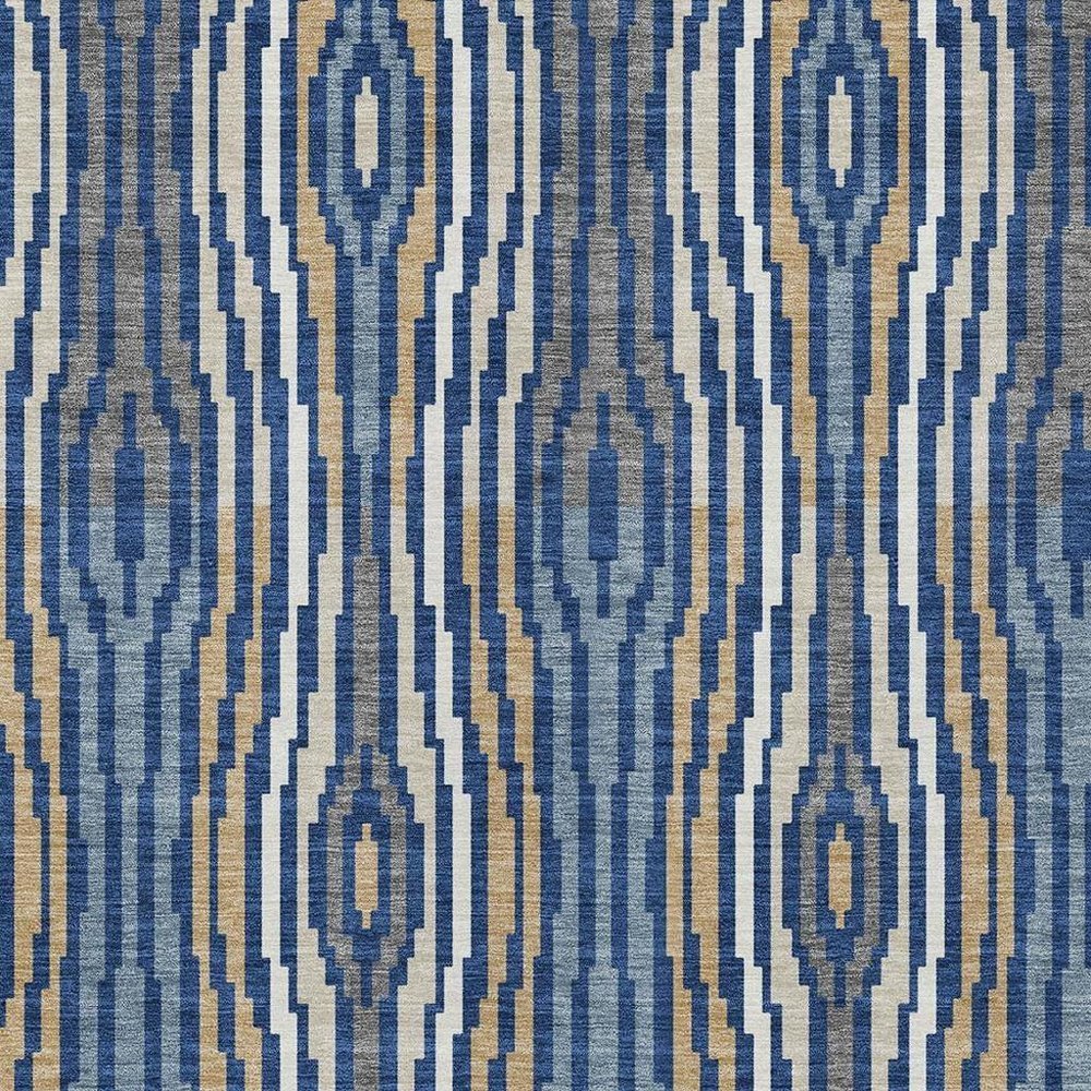 10' X 14' Blue And Denim Blue Abstract Washable Indoor Outdoor Area Rug HomeRoots