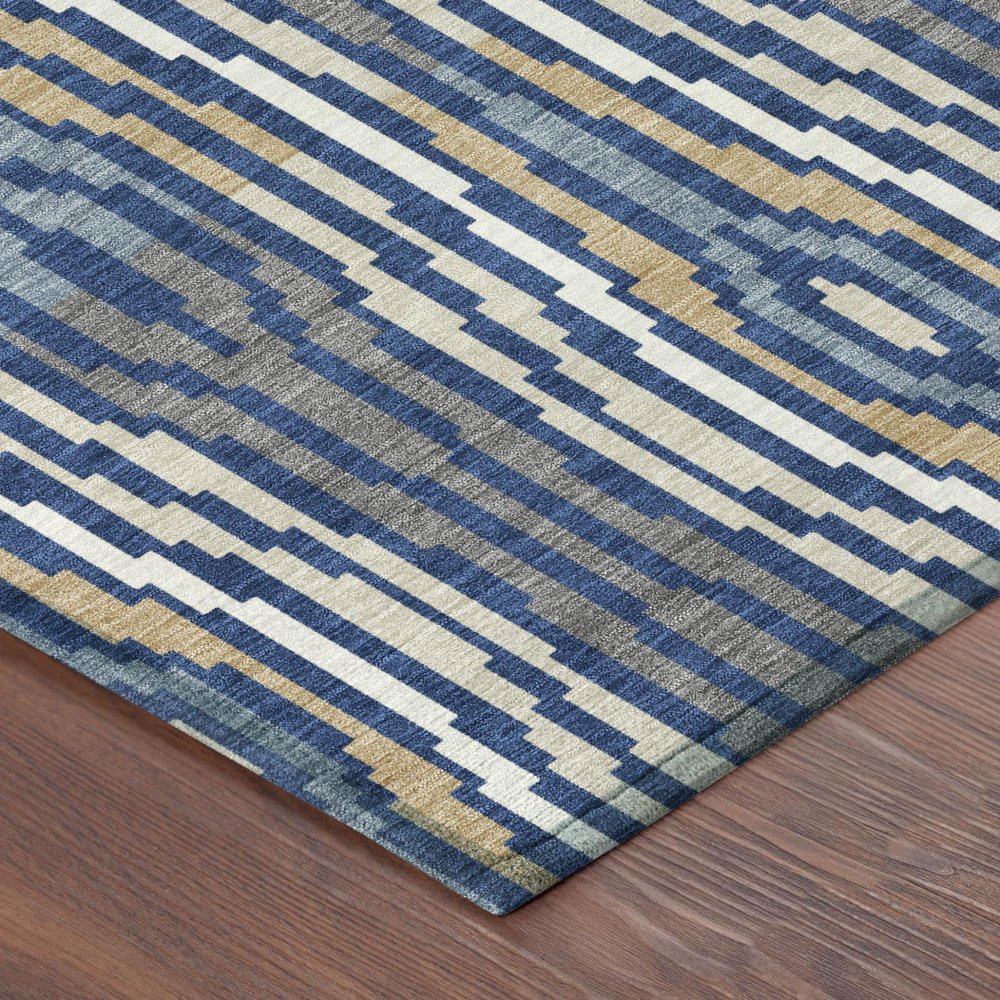 10' X 14' Blue And Denim Blue Abstract Washable Indoor Outdoor Area Rug HomeRoots