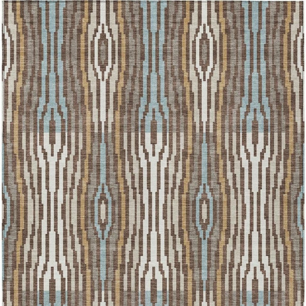 3' X 5' Chocolate And Aqua Abstract Washable Indoor Outdoor Area Rug HomeRoots