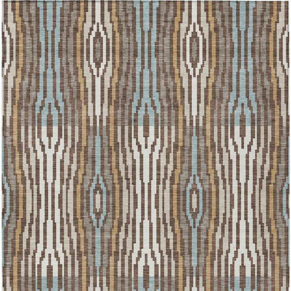 3' X 5' Chocolate And Aqua Abstract Washable Indoor Outdoor Area Rug HomeRoots