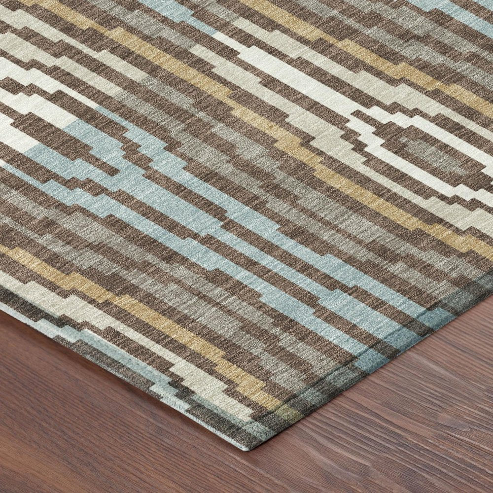 3' X 5' Chocolate And Aqua Abstract Washable Indoor Outdoor Area Rug HomeRoots