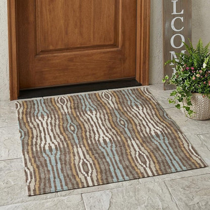 3' X 5' Chocolate And Aqua Abstract Washable Indoor Outdoor Area Rug HomeRoots