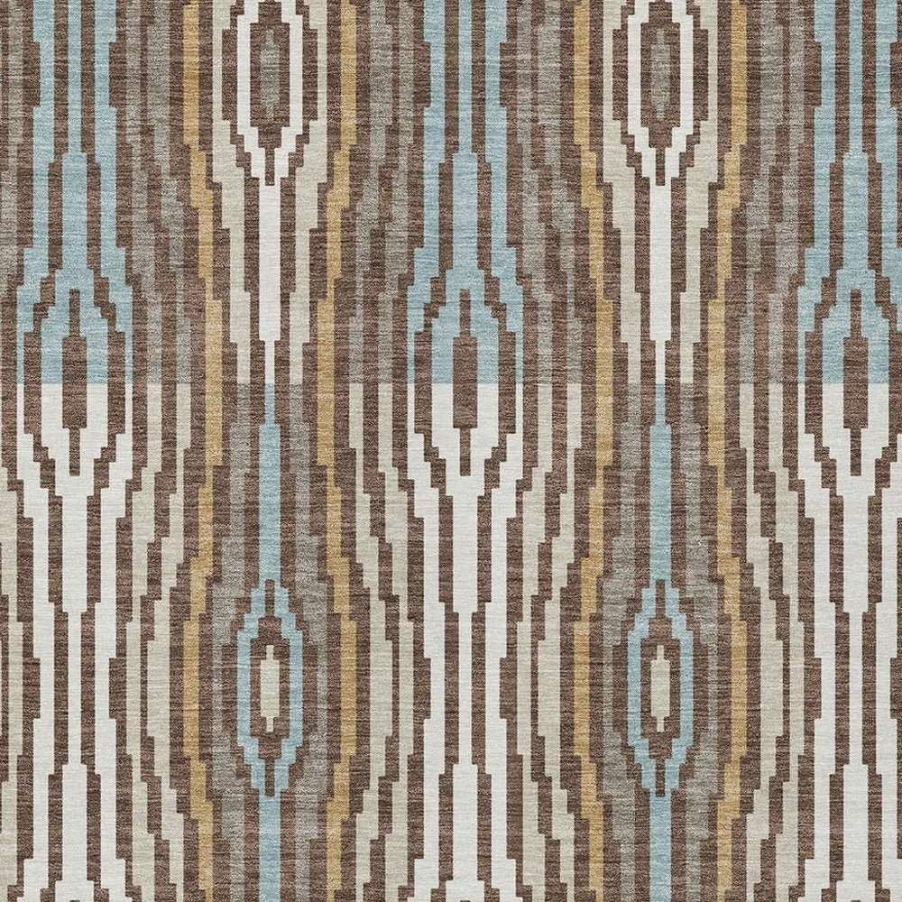 5' X 8' Chocolate And Aqua Abstract Washable Indoor Outdoor Area Rug HomeRoots