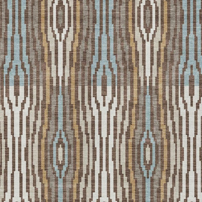 5' X 8' Chocolate And Aqua Abstract Washable Indoor Outdoor Area Rug HomeRoots