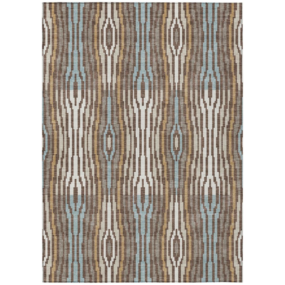 5' X 8' Chocolate And Aqua Abstract Washable Indoor Outdoor Area Rug HomeRoots