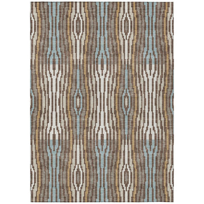 5' X 8' Chocolate And Aqua Abstract Washable Indoor Outdoor Area Rug HomeRoots