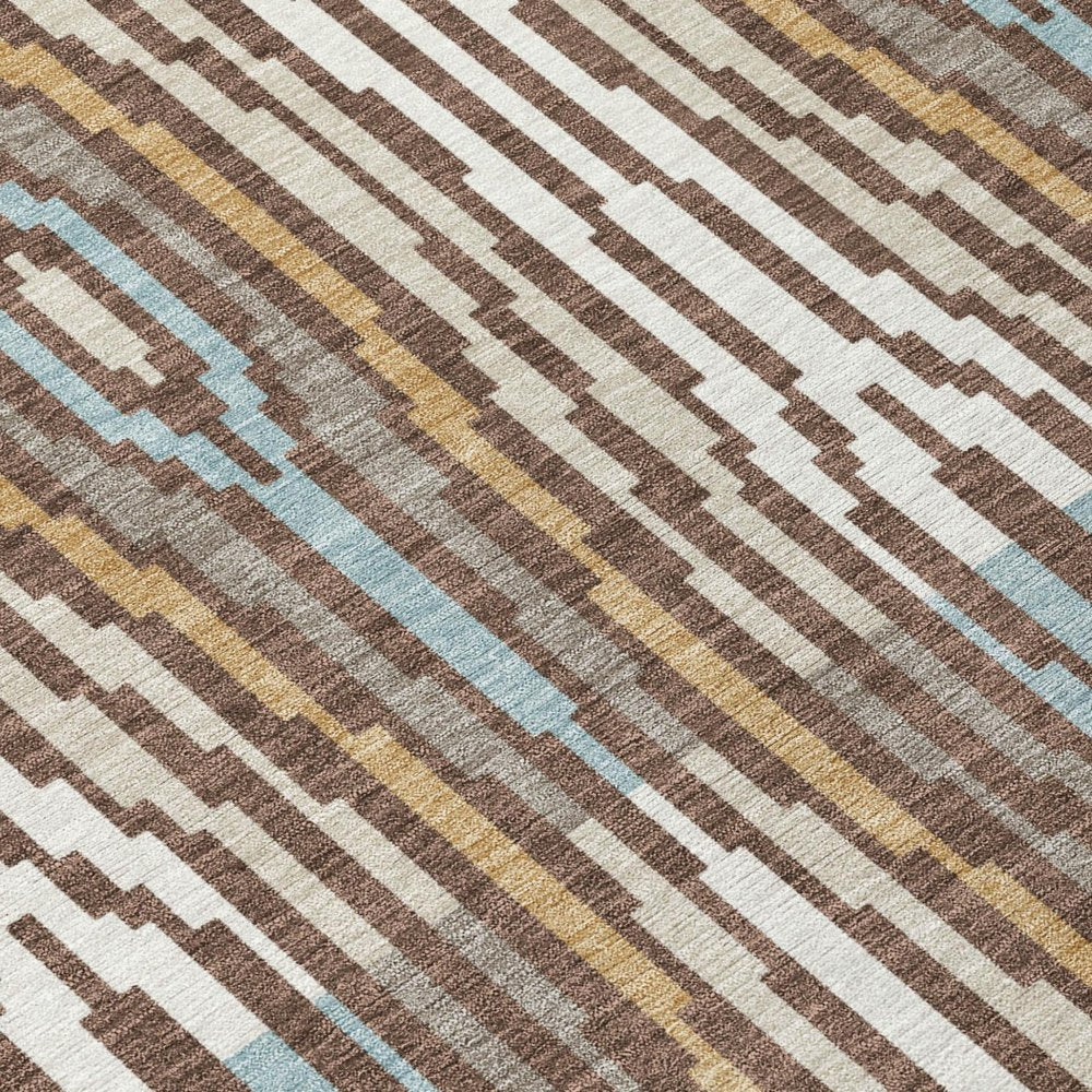 5' X 8' Chocolate And Aqua Abstract Washable Indoor Outdoor Area Rug HomeRoots