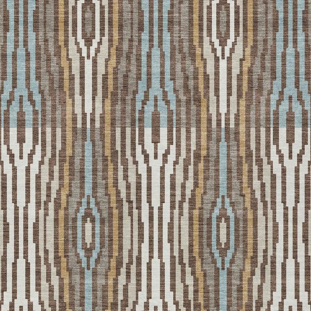 8' X 10' Chocolate And Aqua Abstract Washable Indoor Outdoor Area Rug HomeRoots