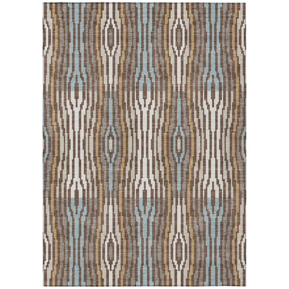 8' X 10' Chocolate And Aqua Abstract Washable Indoor Outdoor Area Rug HomeRoots