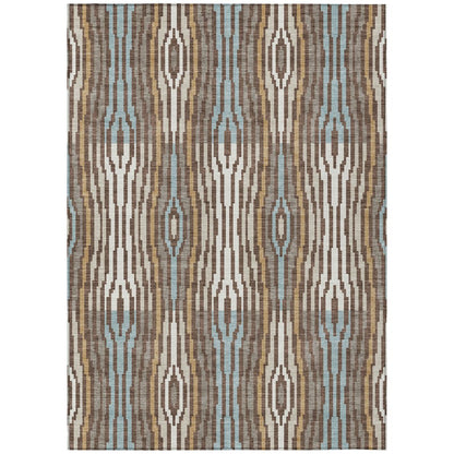 8' X 10' Chocolate And Aqua Abstract Washable Indoor Outdoor Area Rug HomeRoots