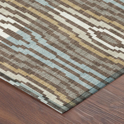 8' X 10' Chocolate And Aqua Abstract Washable Indoor Outdoor Area Rug HomeRoots