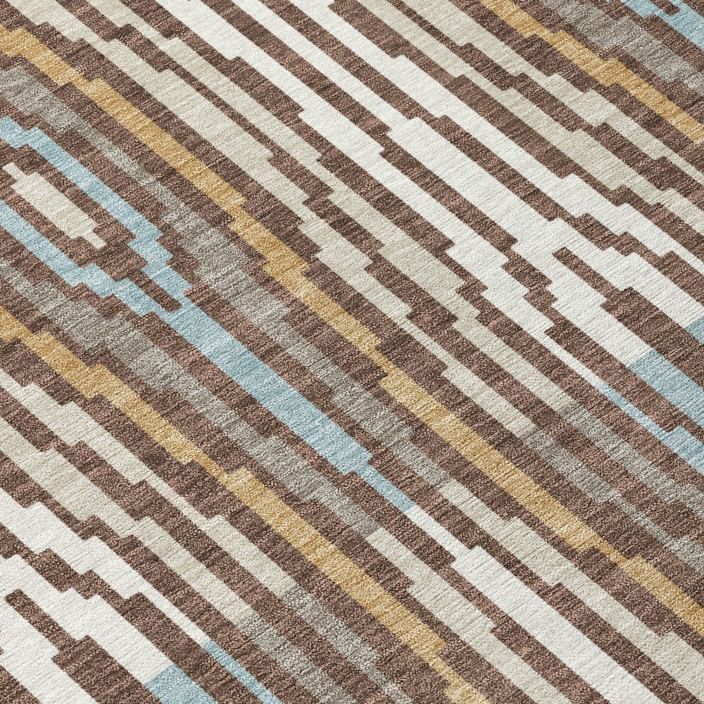 8' X 10' Chocolate And Aqua Abstract Washable Indoor Outdoor Area Rug HomeRoots
