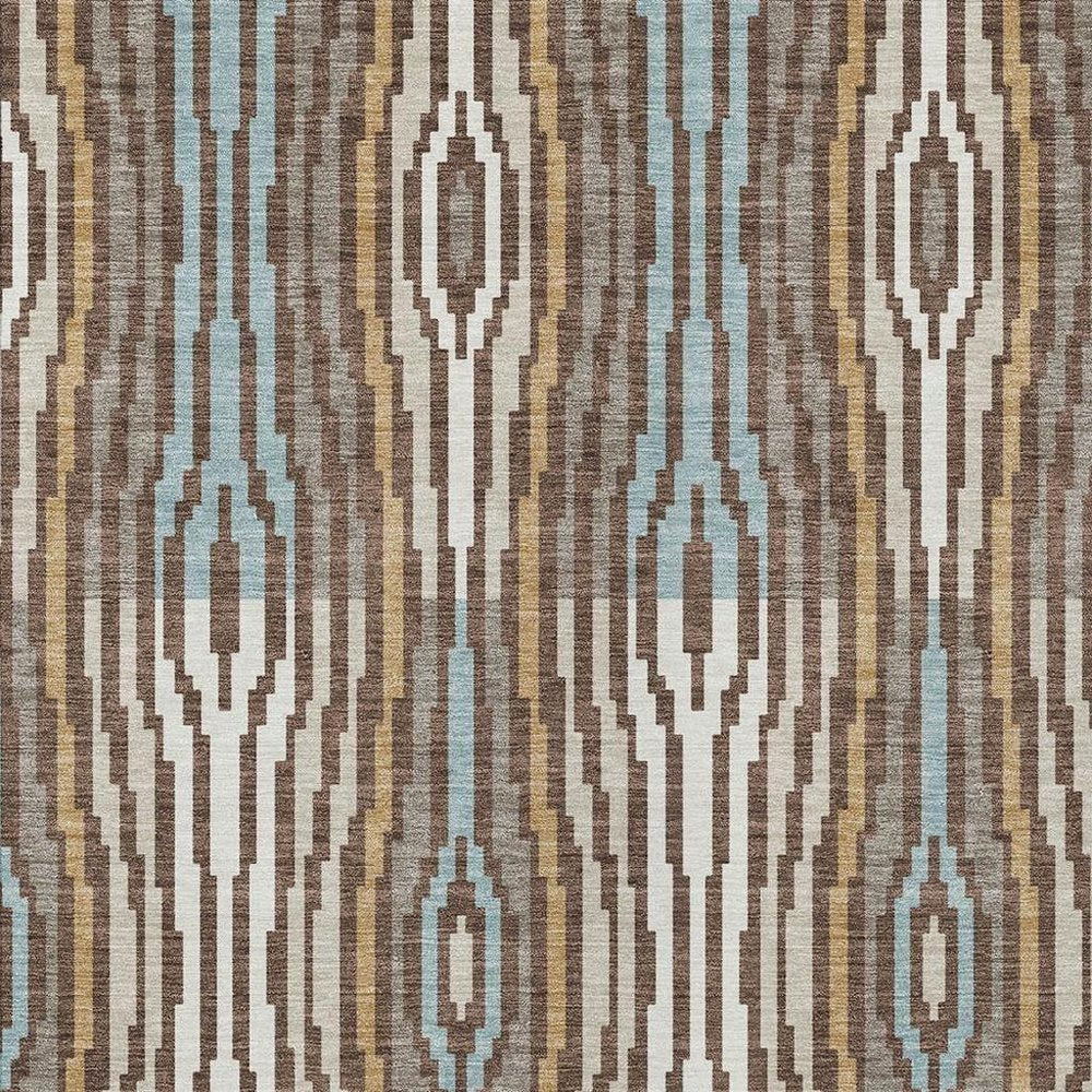 9' X 12' Chocolate And Aqua Abstract Washable Indoor Outdoor Area Rug HomeRoots