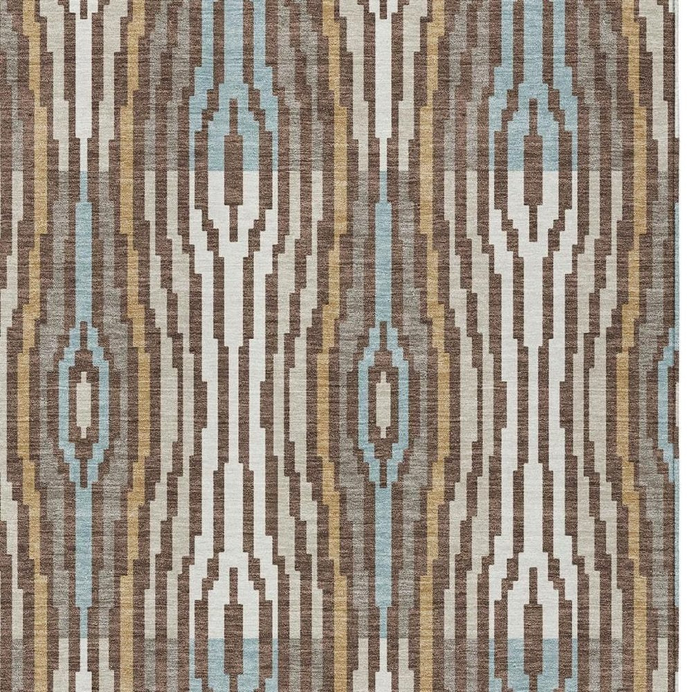 10' X 14' Chocolate And Aqua Abstract Washable Indoor Outdoor Area Rug HomeRoots