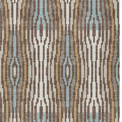 10' X 14' Chocolate And Aqua Abstract Washable Indoor Outdoor Area Rug