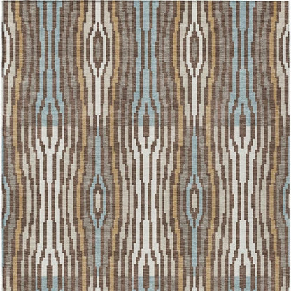 10' X 14' Chocolate And Aqua Abstract Washable Indoor Outdoor Area Rug