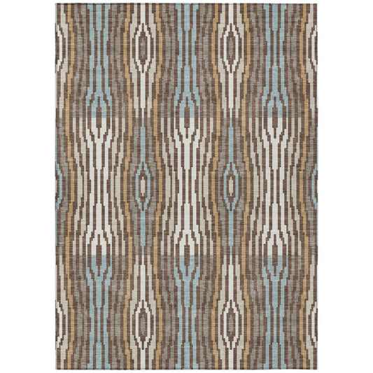 10' X 14' Chocolate And Aqua Abstract Washable Indoor Outdoor Area Rug HomeRoots