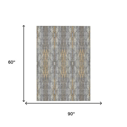 5' X 8' Gray And Ivory Abstract Washable Indoor Outdoor Area Rug HomeRoots