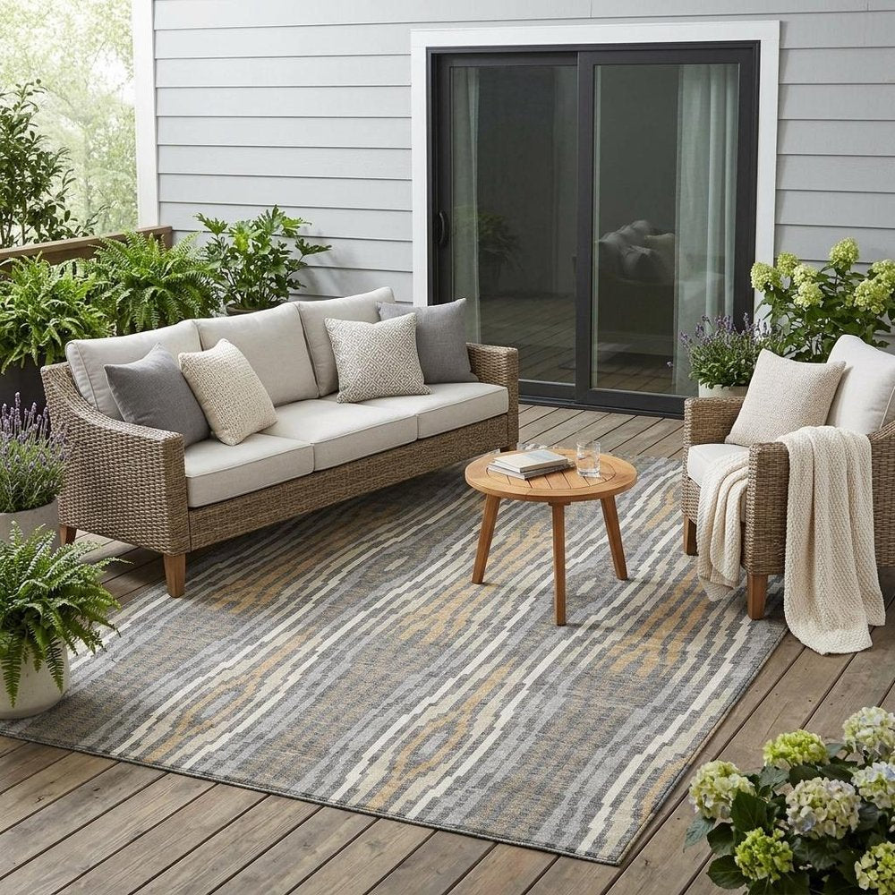 5' X 8' Gray And Ivory Abstract Washable Indoor Outdoor Area Rug HomeRoots