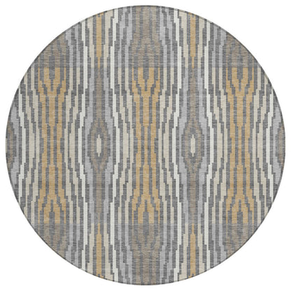 8' Gray And Ivory Round Abstract Washable Indoor Outdoor Area Rug HomeRoots