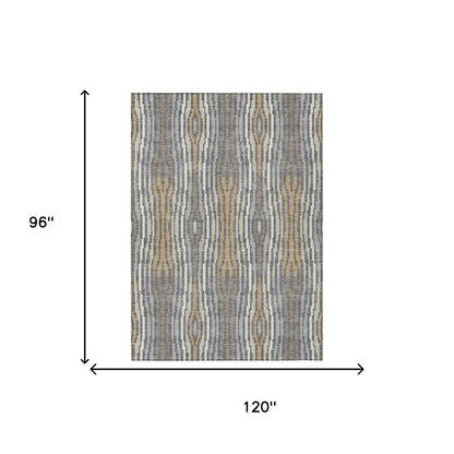 8' X 10' Gray And Ivory Abstract Washable Indoor Outdoor Area Rug HomeRoots