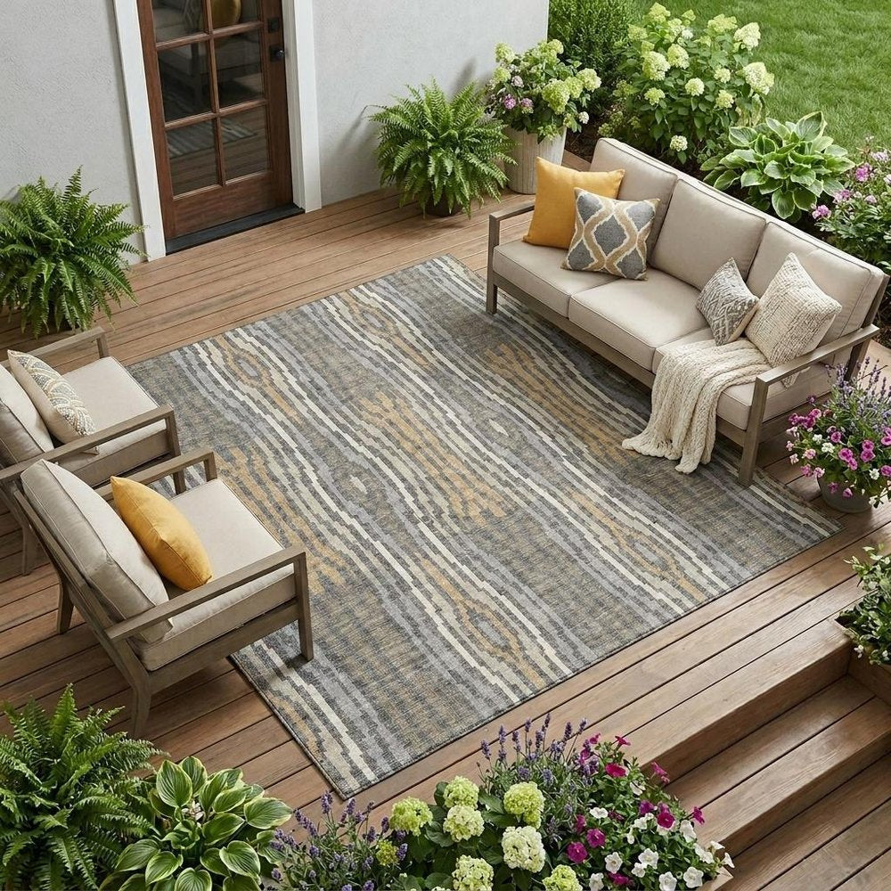 8' X 10' Gray And Ivory Abstract Washable Indoor Outdoor Area Rug HomeRoots