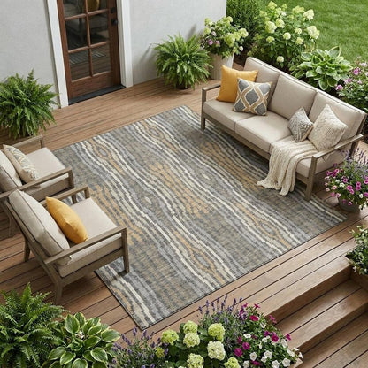 8' X 10' Gray And Ivory Abstract Washable Indoor Outdoor Area Rug HomeRoots