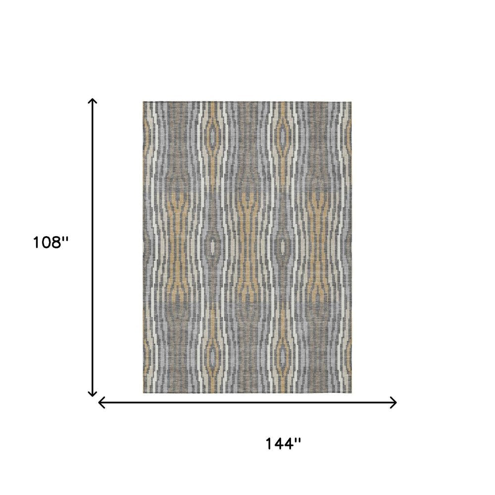 9' X 12' Gray And Ivory Abstract Washable Indoor Outdoor Area Rug HomeRoots