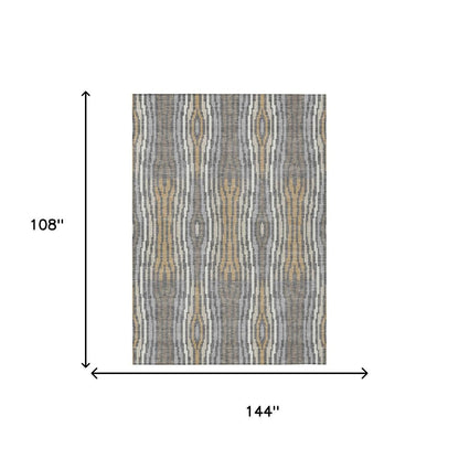 9' X 12' Gray And Ivory Abstract Washable Indoor Outdoor Area Rug HomeRoots