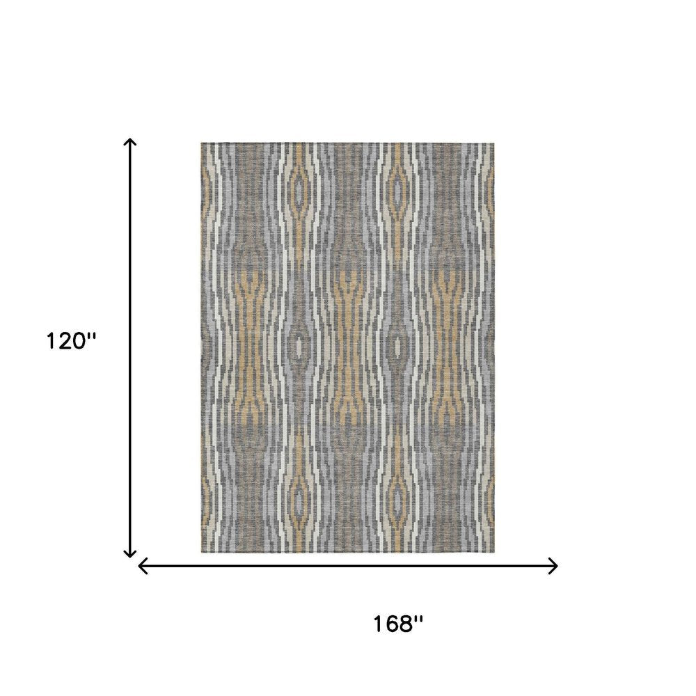 10' X 14' Gray And Ivory Abstract Washable Indoor Outdoor Area Rug HomeRoots