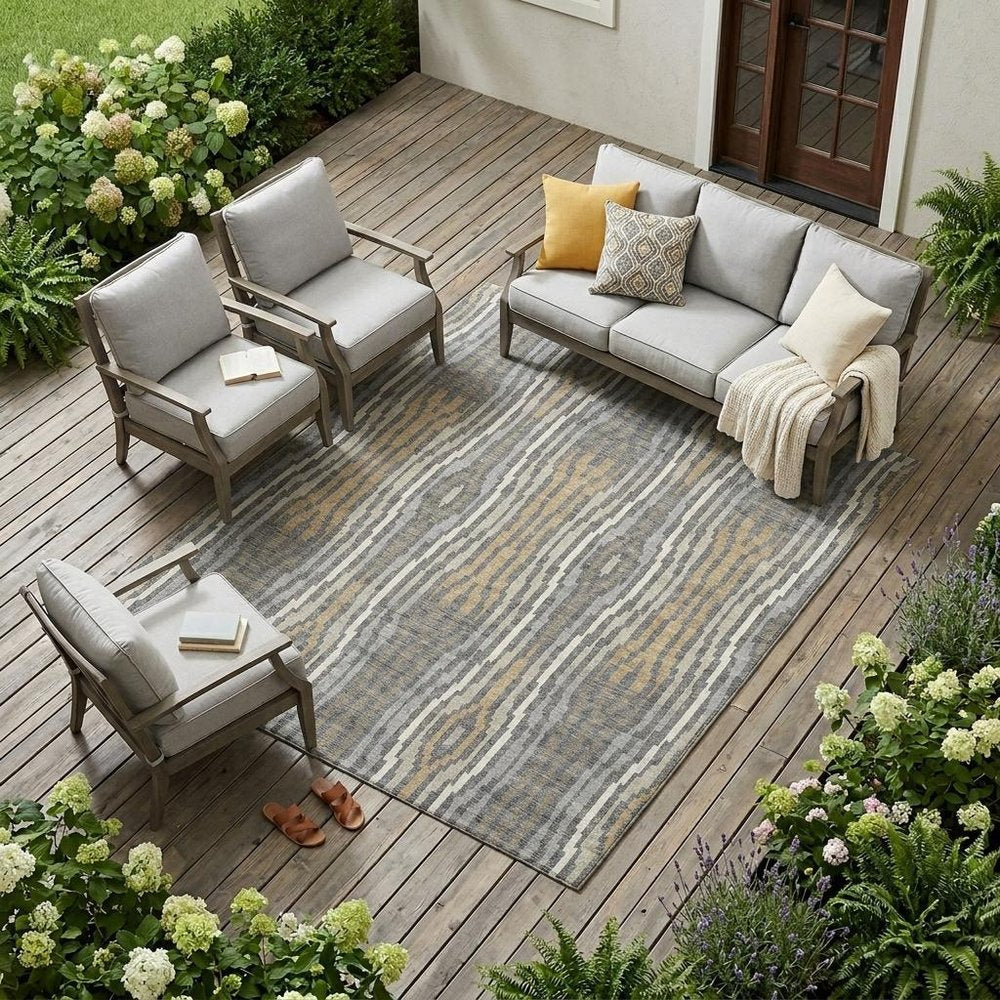 10' X 14' Gray And Ivory Abstract Washable Indoor Outdoor Area Rug HomeRoots