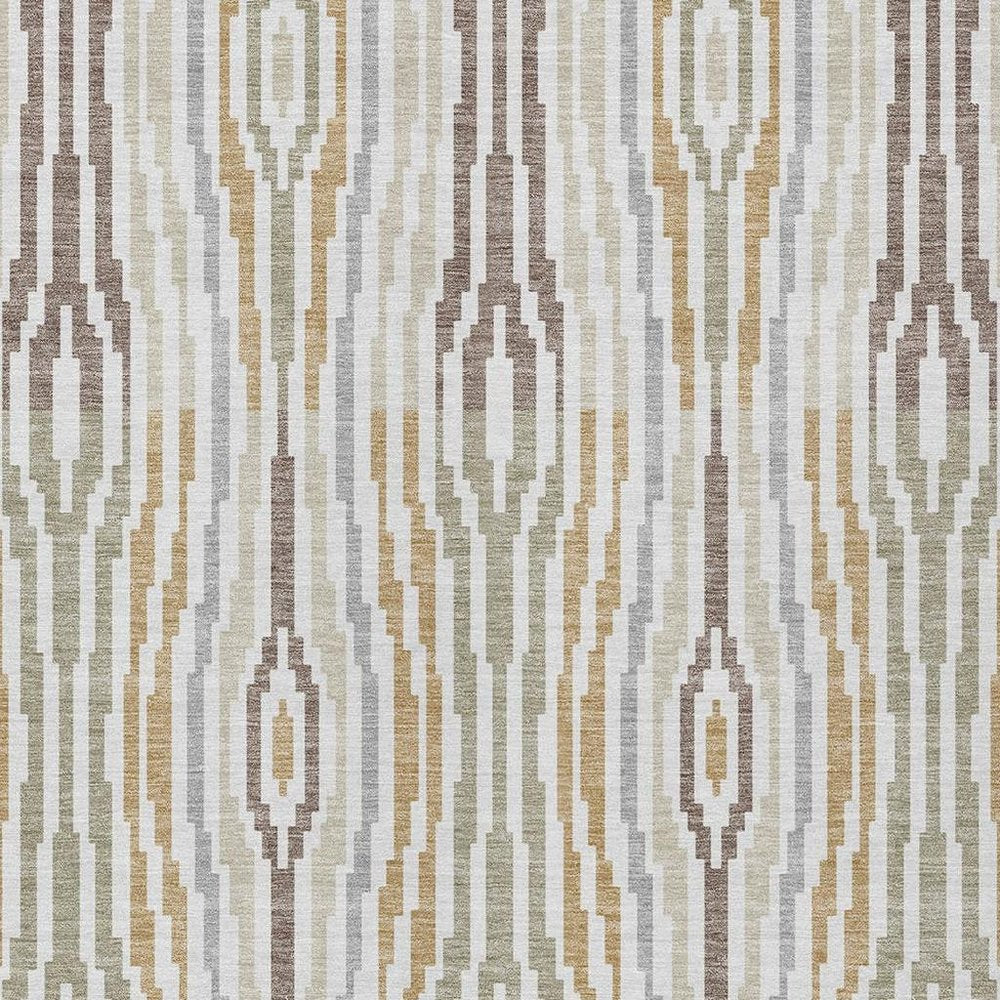 3' X 5' Ivory And Brown Abstract Washable Indoor Outdoor Area Rug