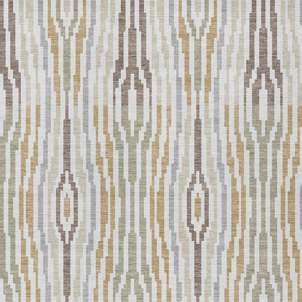 3' X 5' Ivory And Brown Abstract Washable Indoor Outdoor Area Rug