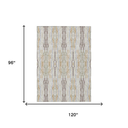 8' X 10' Ivory And Brown Abstract Washable Indoor Outdoor Area Rug HomeRoots