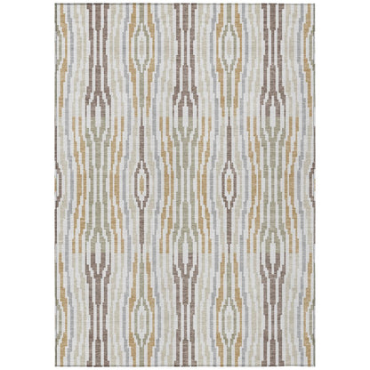 8' X 10' Ivory And Brown Abstract Washable Indoor Outdoor Area Rug HomeRoots