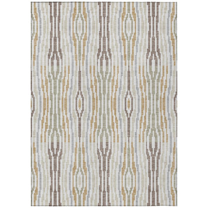 8' X 10' Ivory And Brown Abstract Washable Indoor Outdoor Area Rug HomeRoots