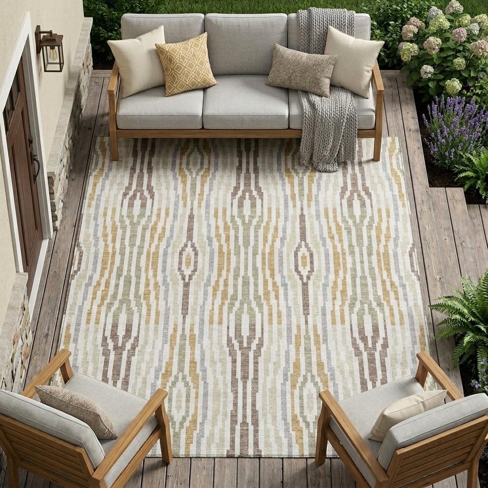 8' X 10' Ivory And Brown Abstract Washable Indoor Outdoor Area Rug HomeRoots