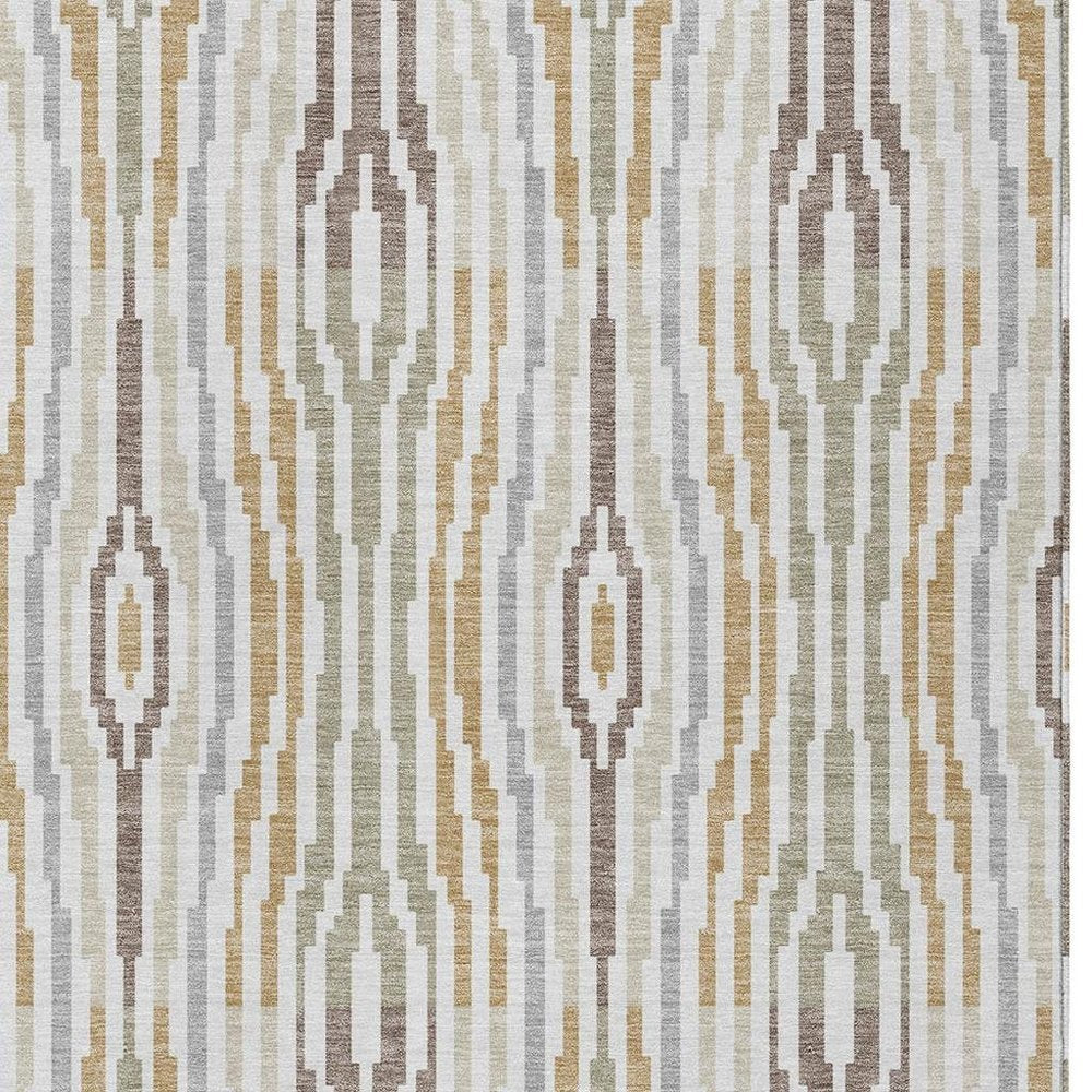 9' X 12' Ivory And Brown Abstract Washable Indoor Outdoor Area Rug HomeRoots