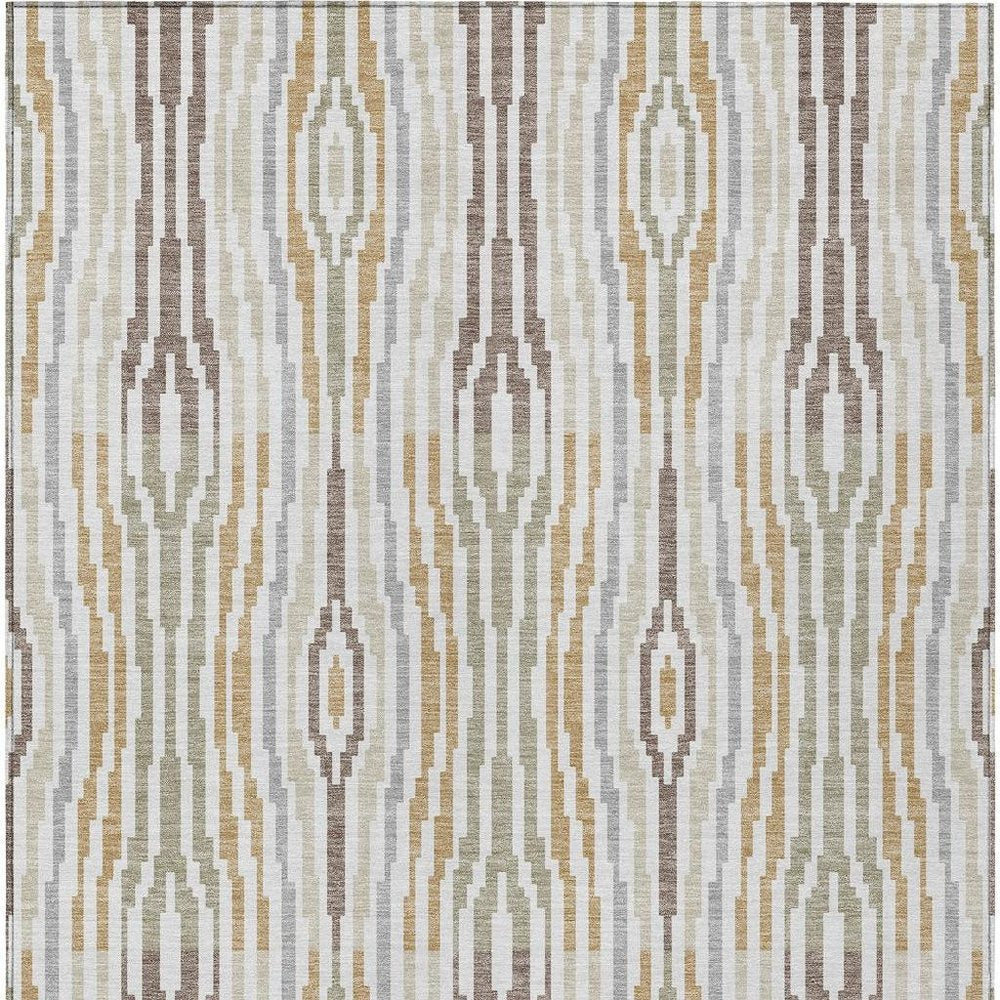 9' X 12' Ivory And Brown Abstract Washable Indoor Outdoor Area Rug HomeRoots