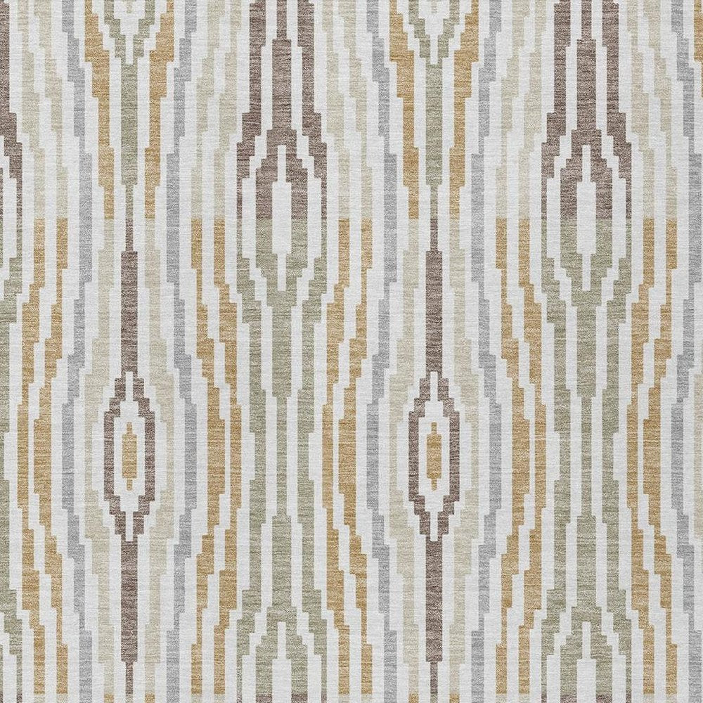 10' X 14' Ivory And Brown Abstract Washable Indoor Outdoor Area Rug HomeRoots