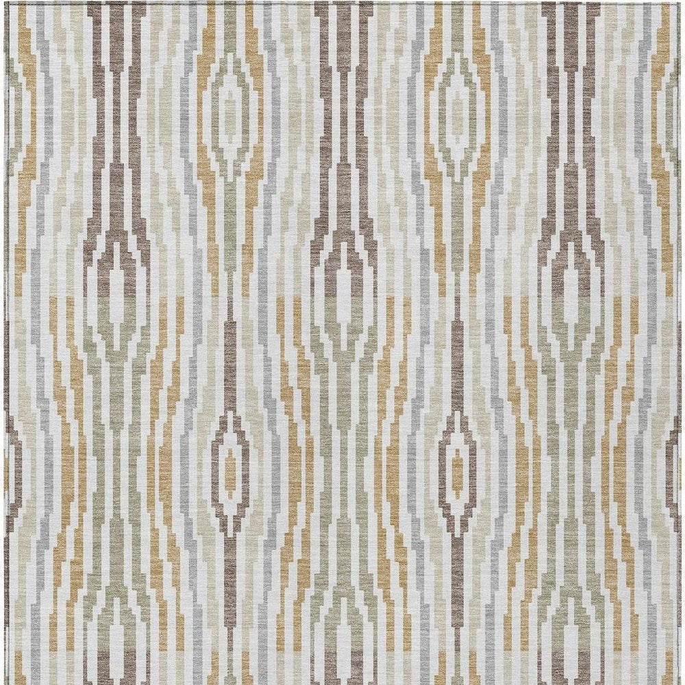 10' X 14' Ivory And Brown Abstract Washable Indoor Outdoor Area Rug HomeRoots