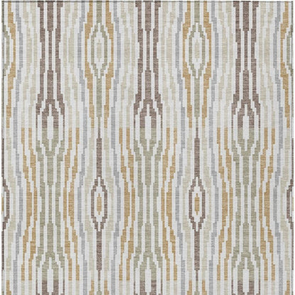 10' X 14' Ivory And Brown Abstract Washable Indoor Outdoor Area Rug HomeRoots