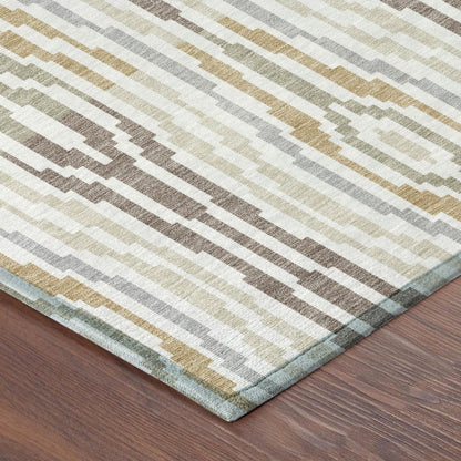 10' X 14' Ivory And Brown Abstract Washable Indoor Outdoor Area Rug HomeRoots