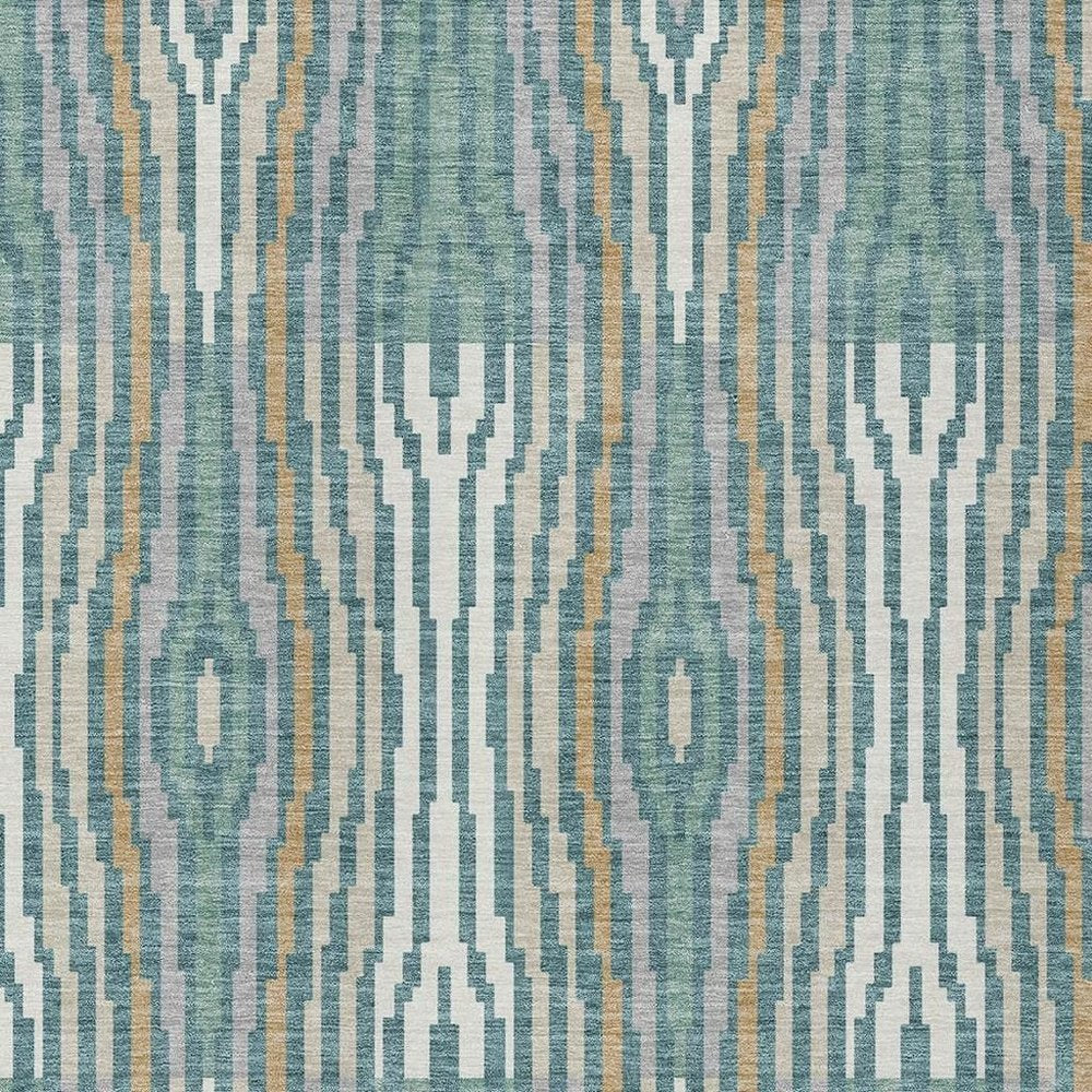 3' X 5' Teal Blue And Aqua Abstract Washable Indoor Outdoor Area Rug HomeRoots