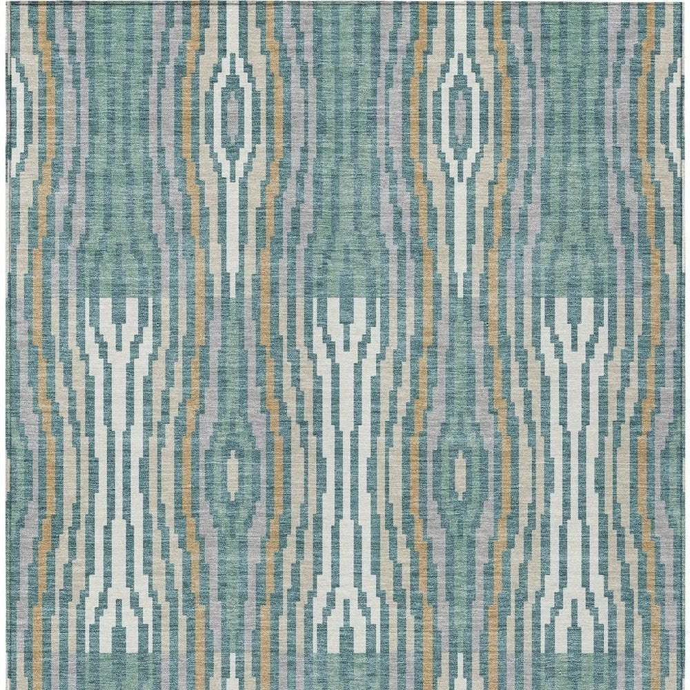 3' X 5' Teal Blue And Aqua Abstract Washable Indoor Outdoor Area Rug HomeRoots